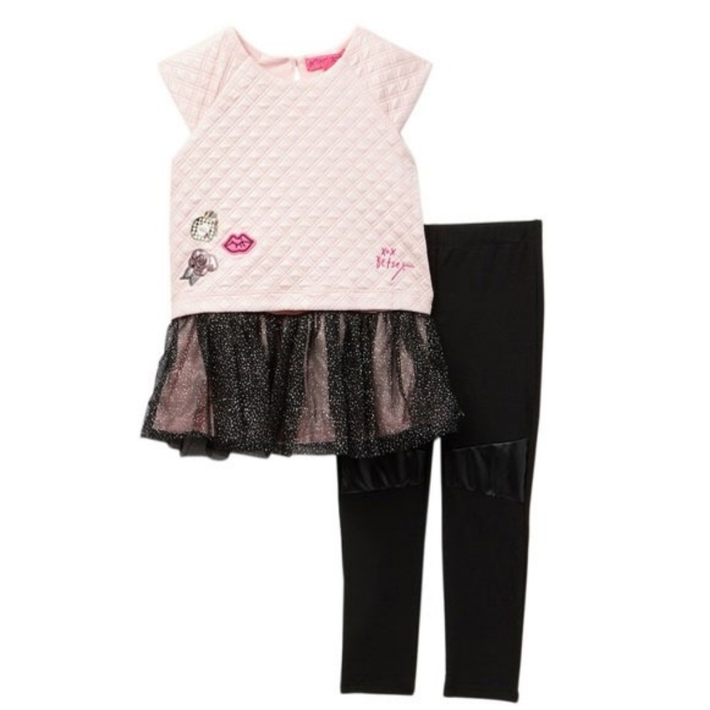 Betsey Johnson Glitter Mesh Top & Leggings Set 3T